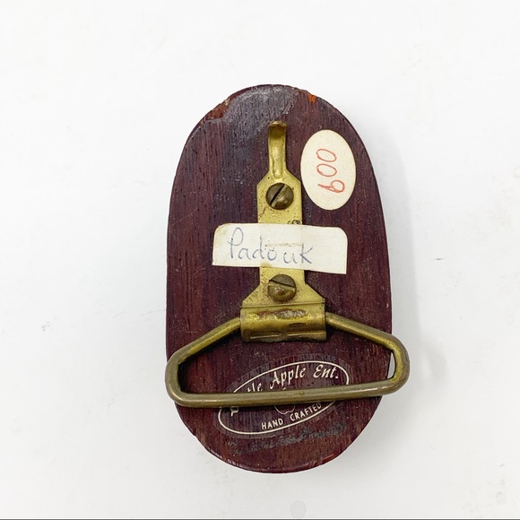 Vintage LITTLE APPLE ENT PADOUK Wood Belt Buckle - Picture 6 of 6